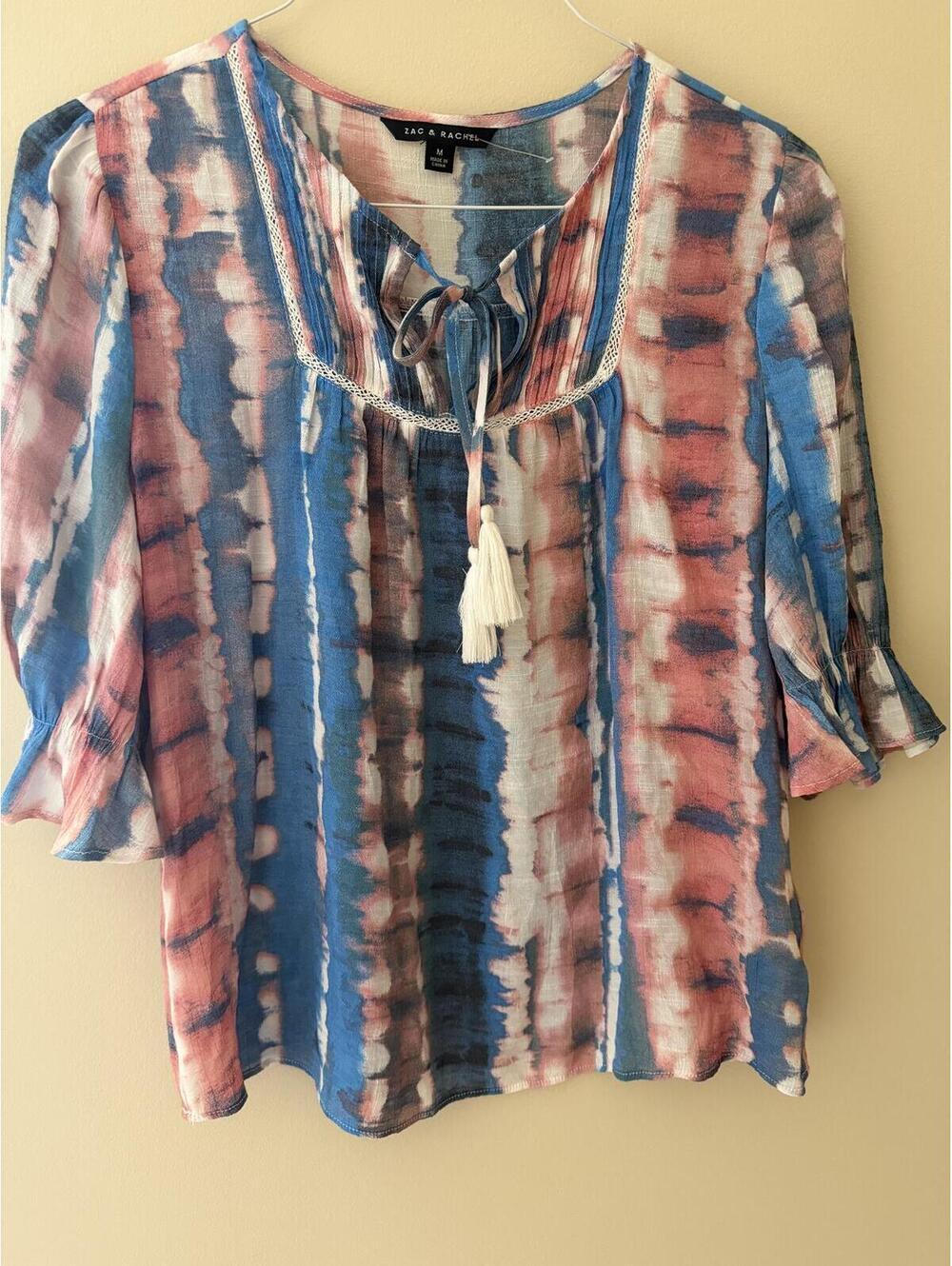 NWOT Zac & Rachel peasant boho tie top size medium